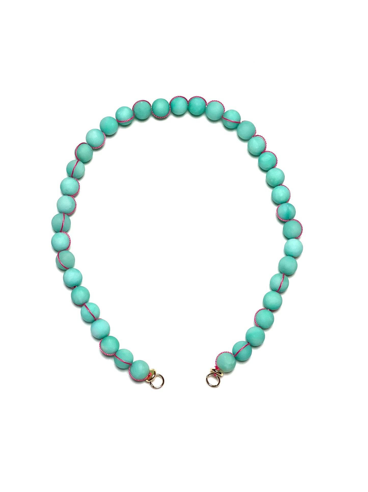 10mm Matte Turquoise Signature Hand Wrapped With Pink Thread Necklace