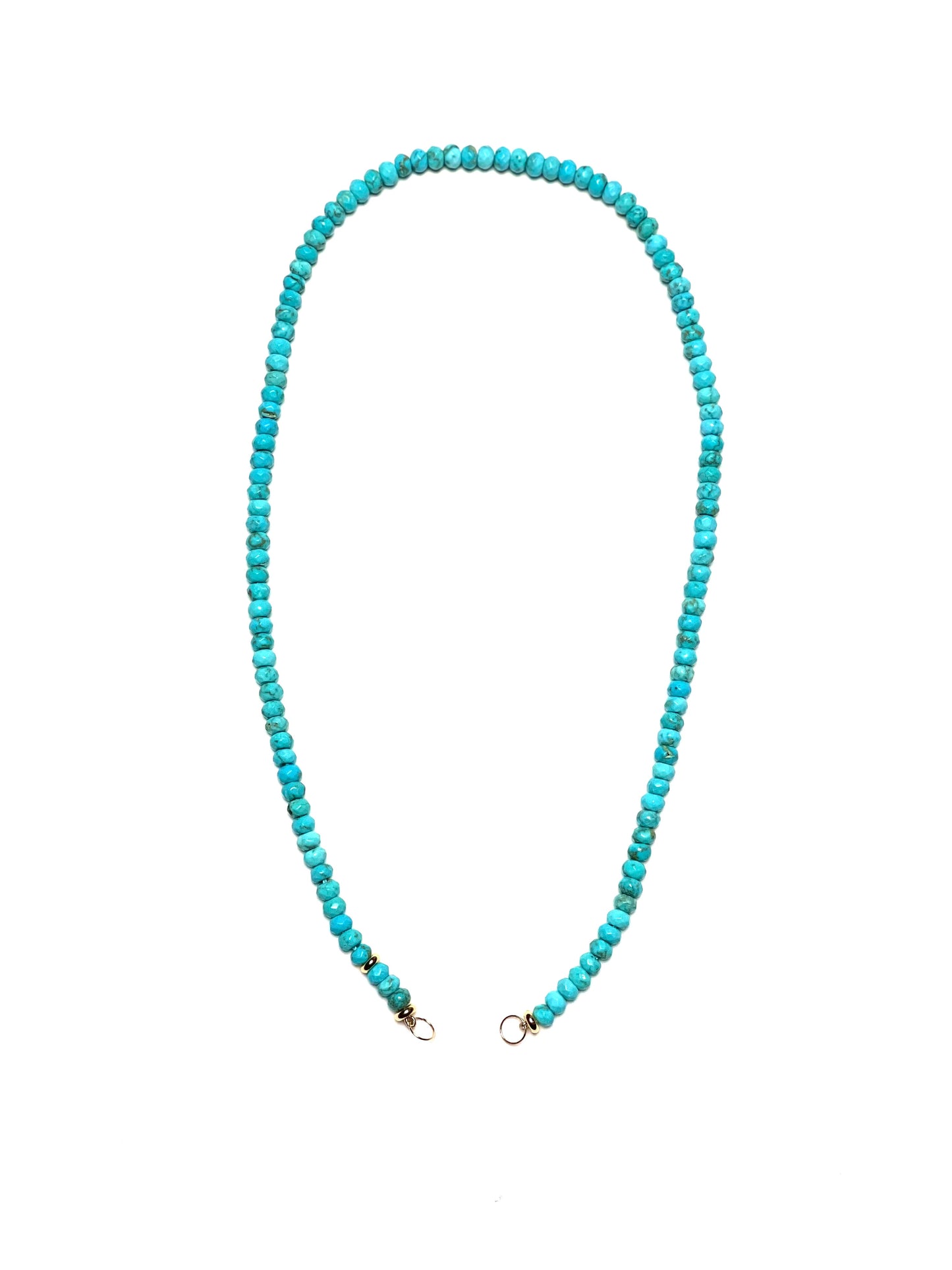 6x4mm Faceted Turquoise Rondelle Necklace