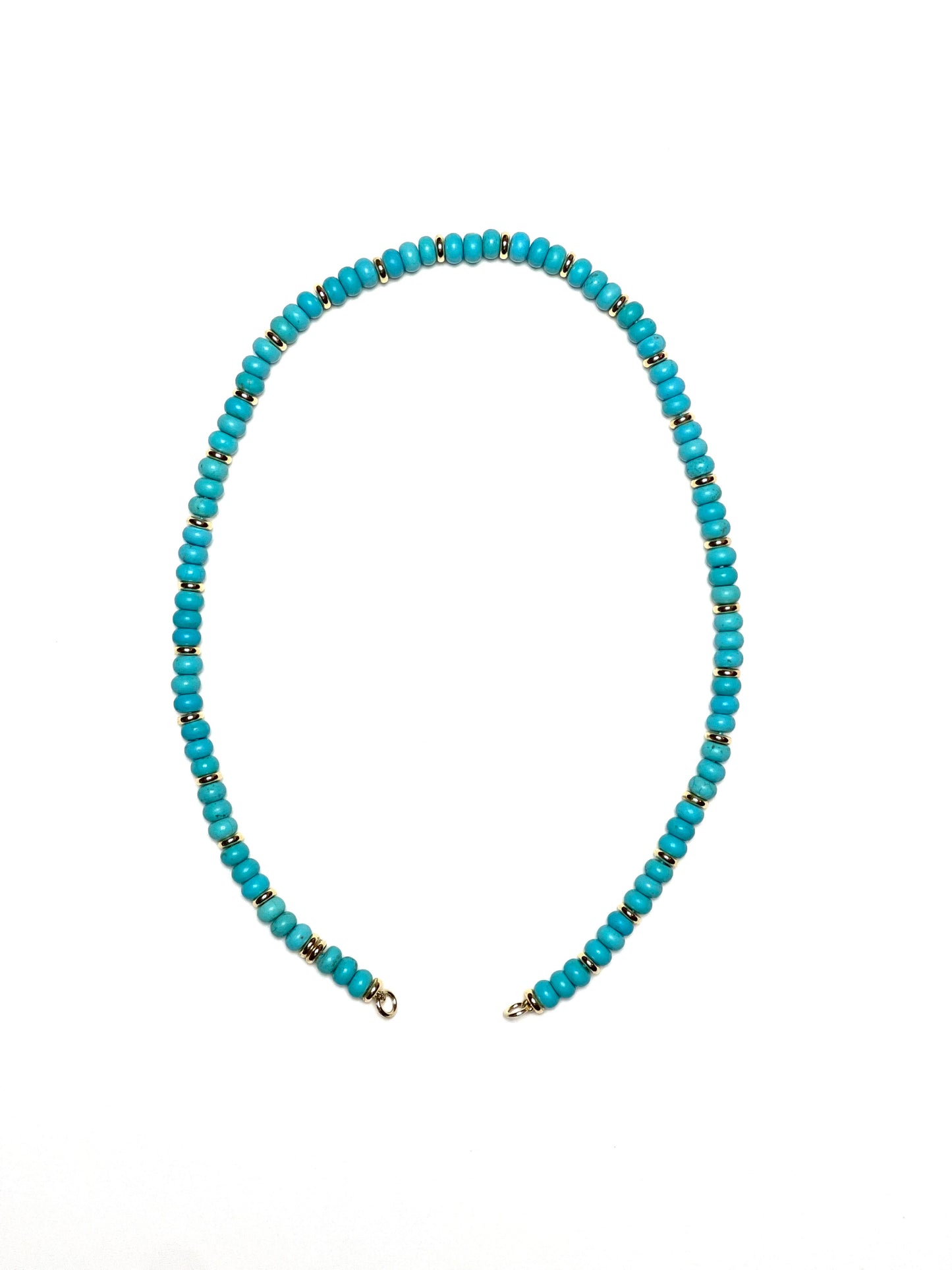 6x4mm Turquoise Rondelle and Gold Spacer Necklace