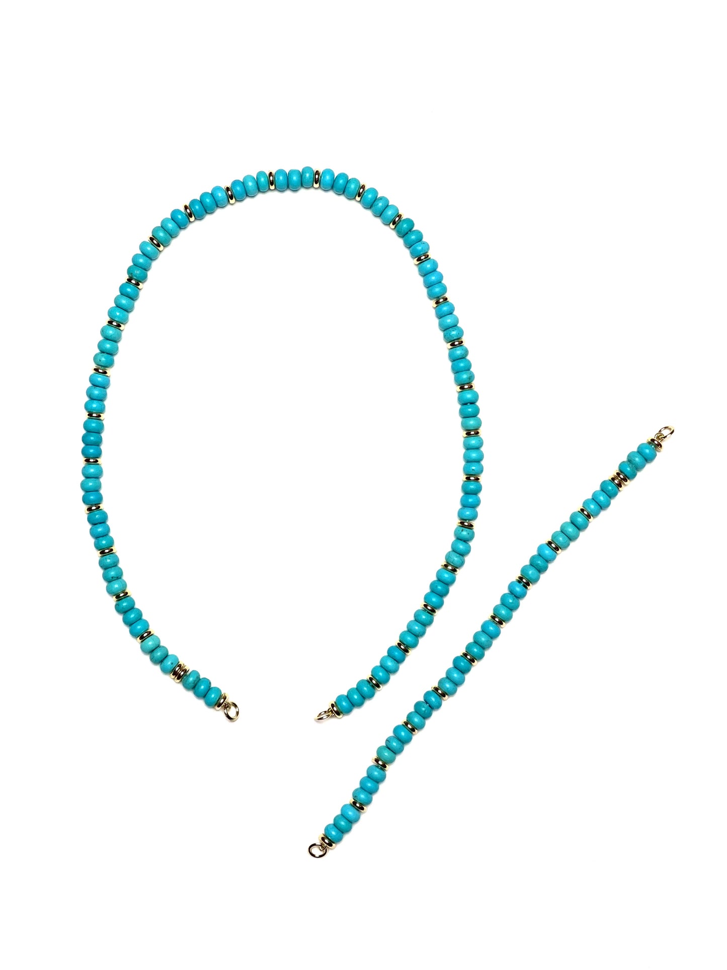 6x4mm Turquoise Rondelle and Gold Spacer Necklace