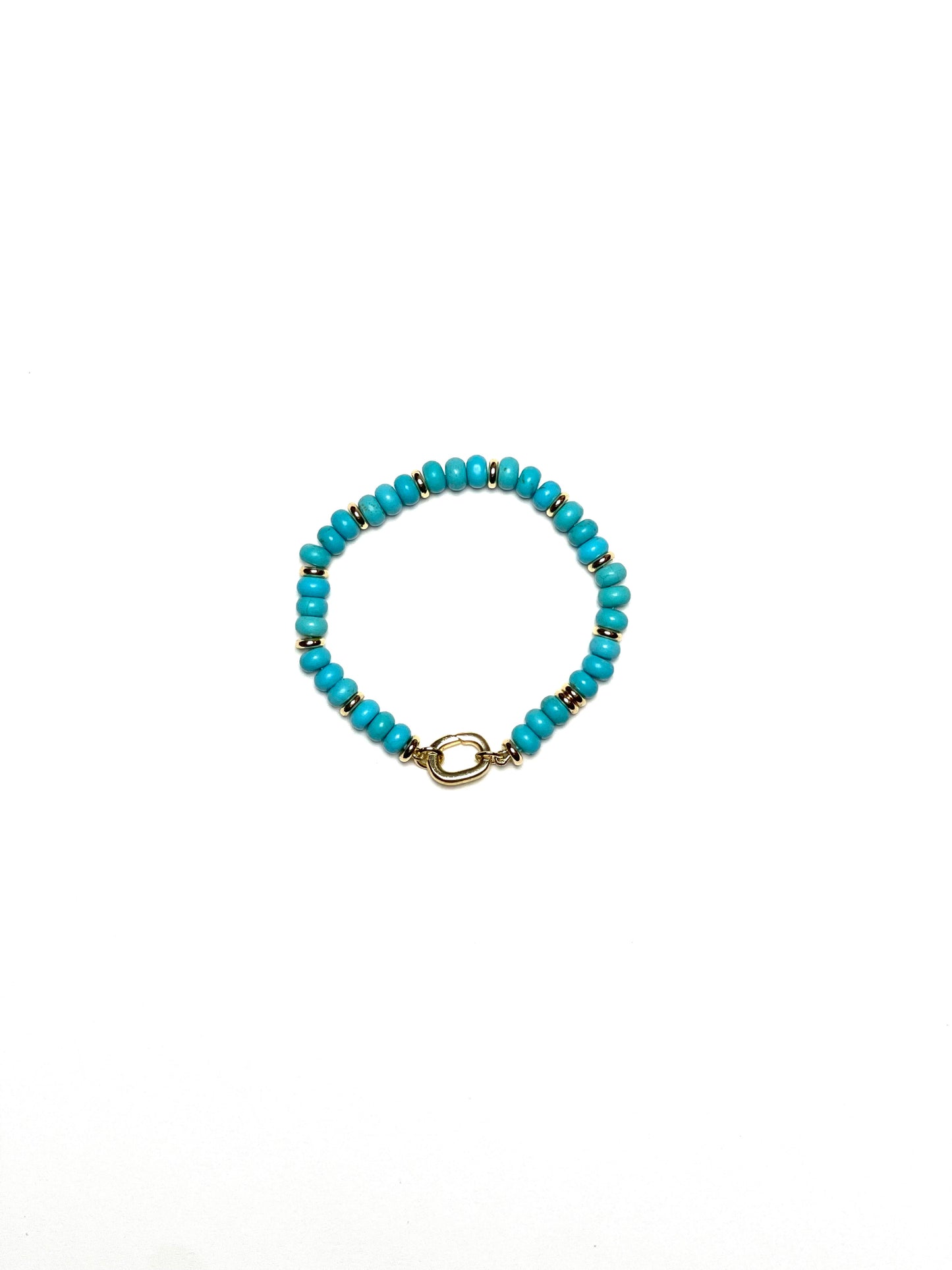 6x4mm Turquoise Rondelle and Gold Spacer Bracelet/Extender