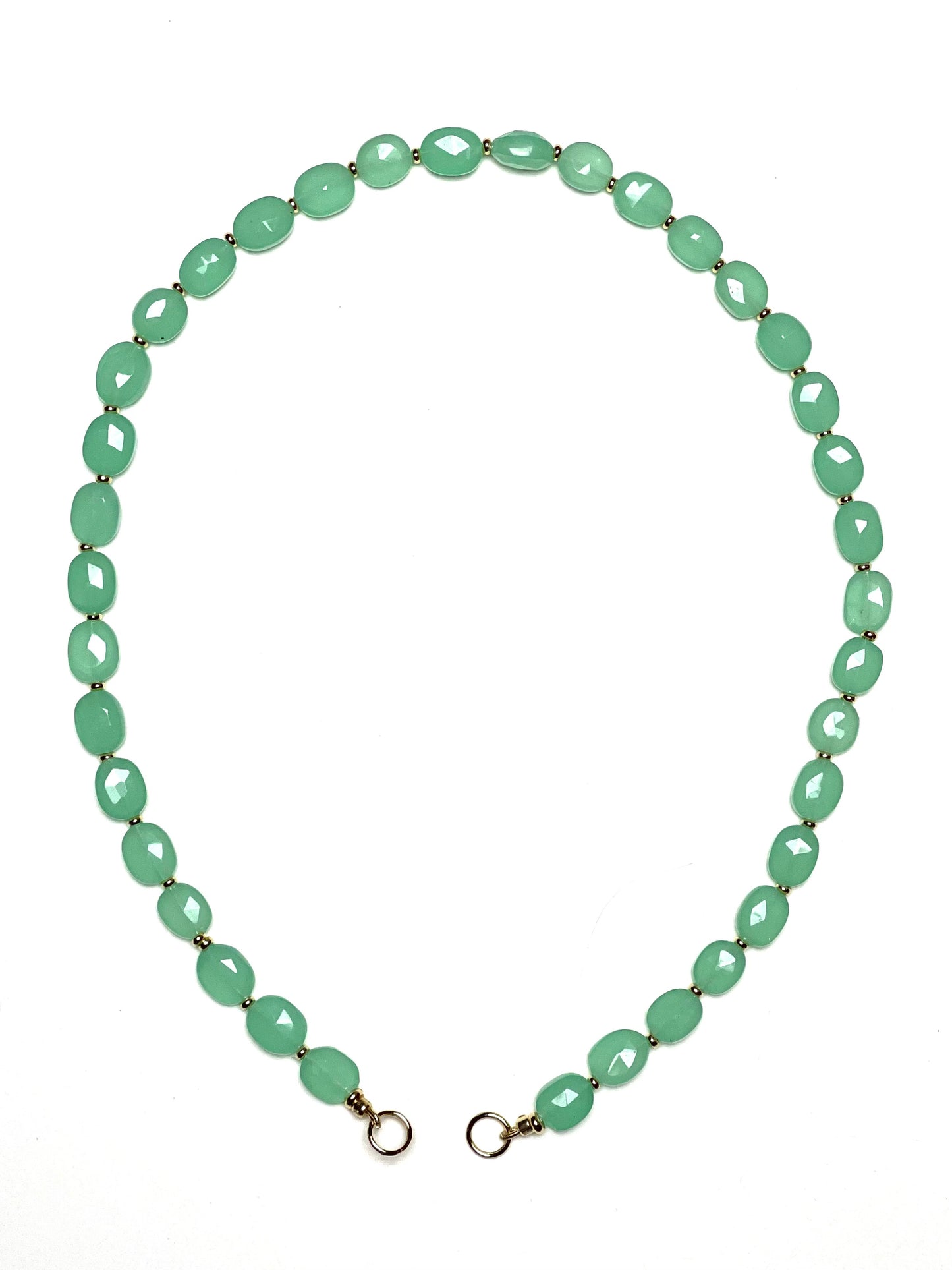 Stunning 8 - 11mm Green Chalcedony Briolette with Gold Spacer Necklace