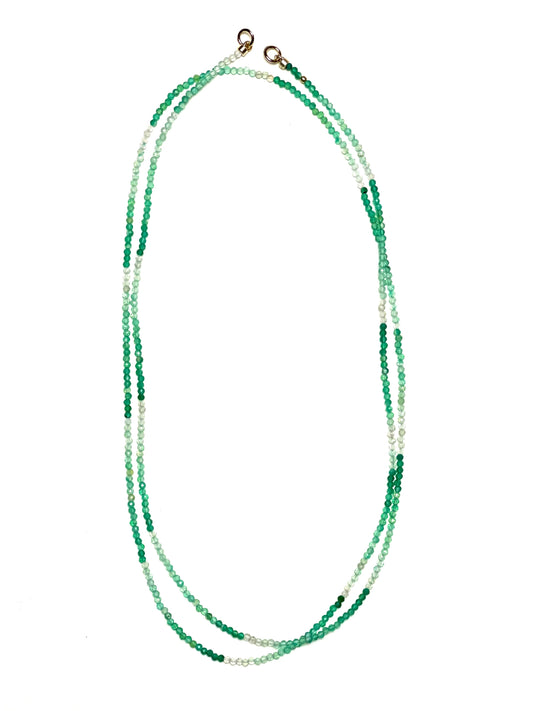 2.5mm Faceted Ombre Green Onyx double Necklace