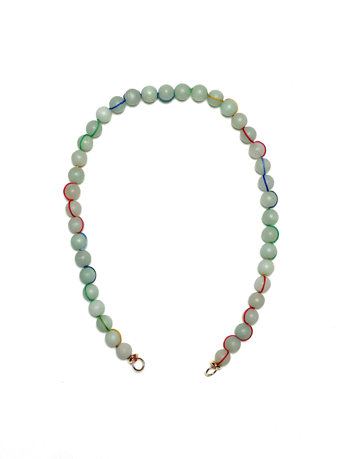 10mm Matte Light Green Jade, Round Necklace With Signature Wrap in Rainbow