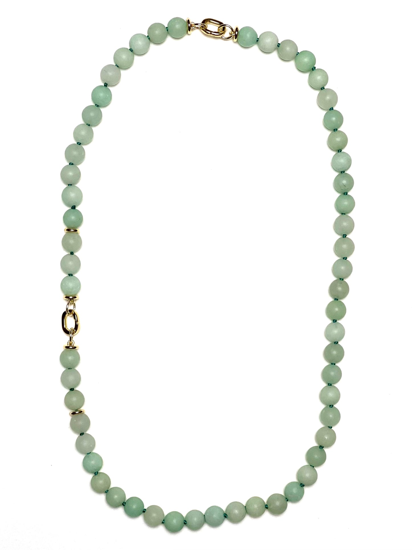 10mm Matte Light Green Round Jade Necklace