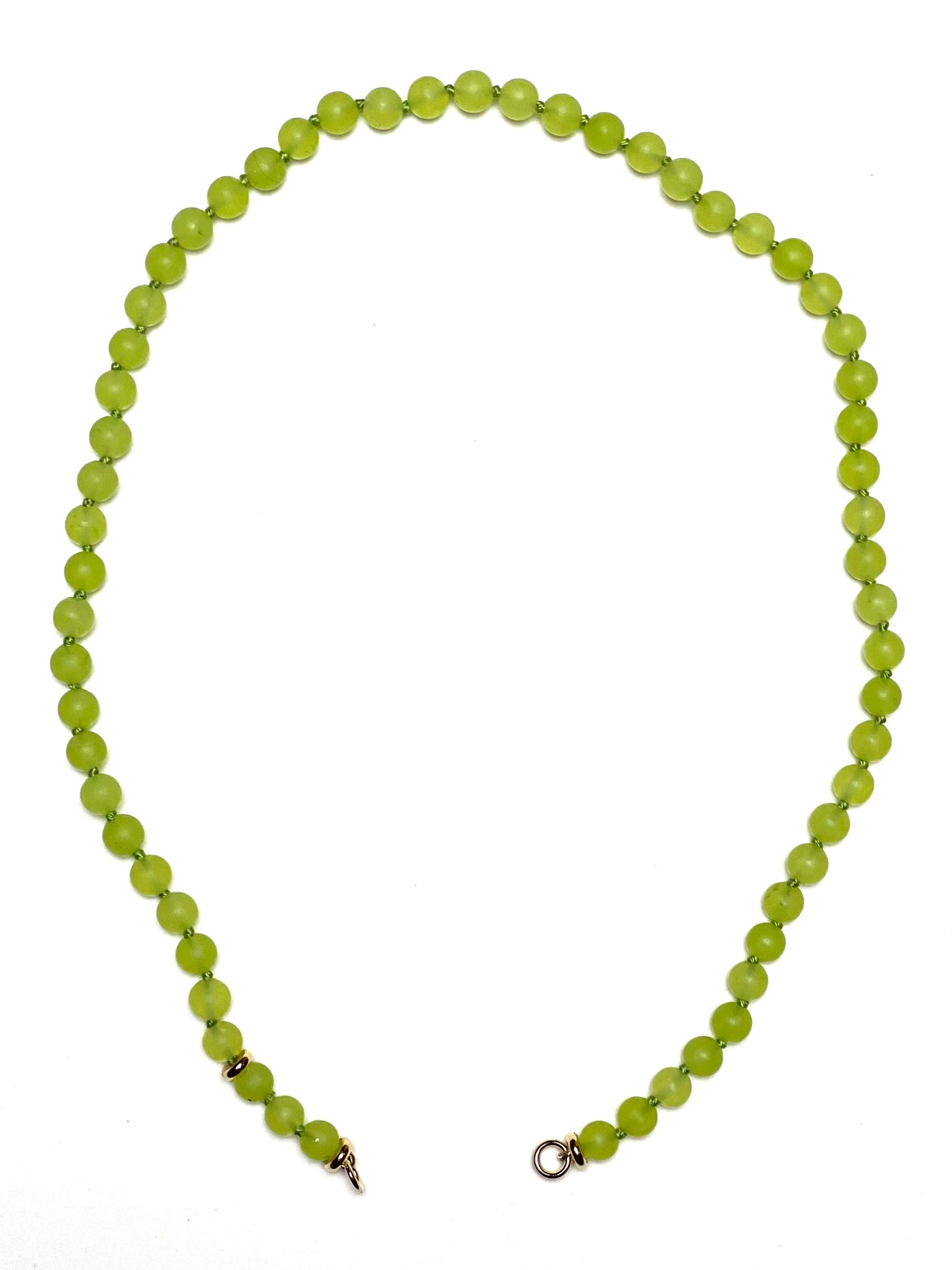 6mm Round Matte Lime Green Jade Necklace