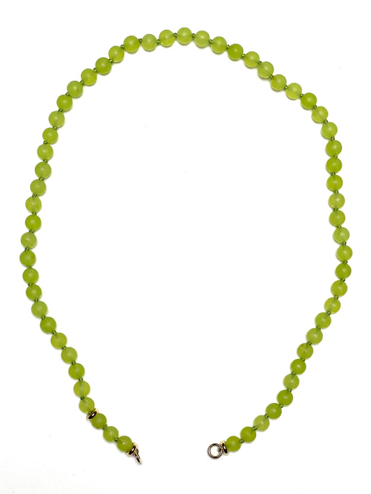 6mm Round Matte Lime Green Jade Necklace