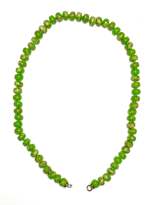 8x5mm Apple Green Imperial Jasper Rondelle Necklace