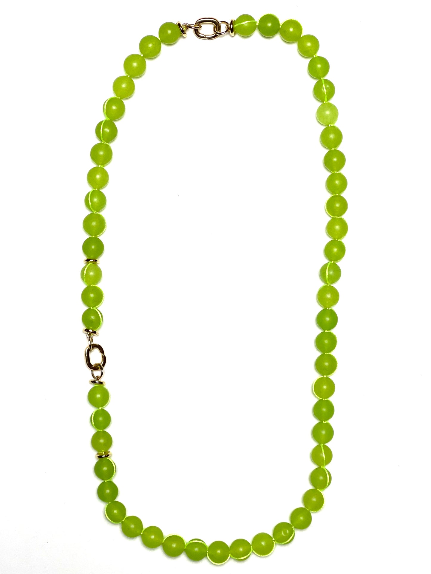 10mm Neon Matte Green Round Chalcedony Signature Wrap Necklace