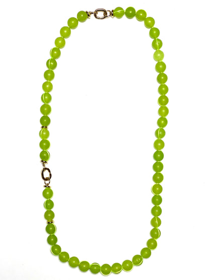 10mm Neon Matte Green Round Chalcedony Signature Wrap Necklace