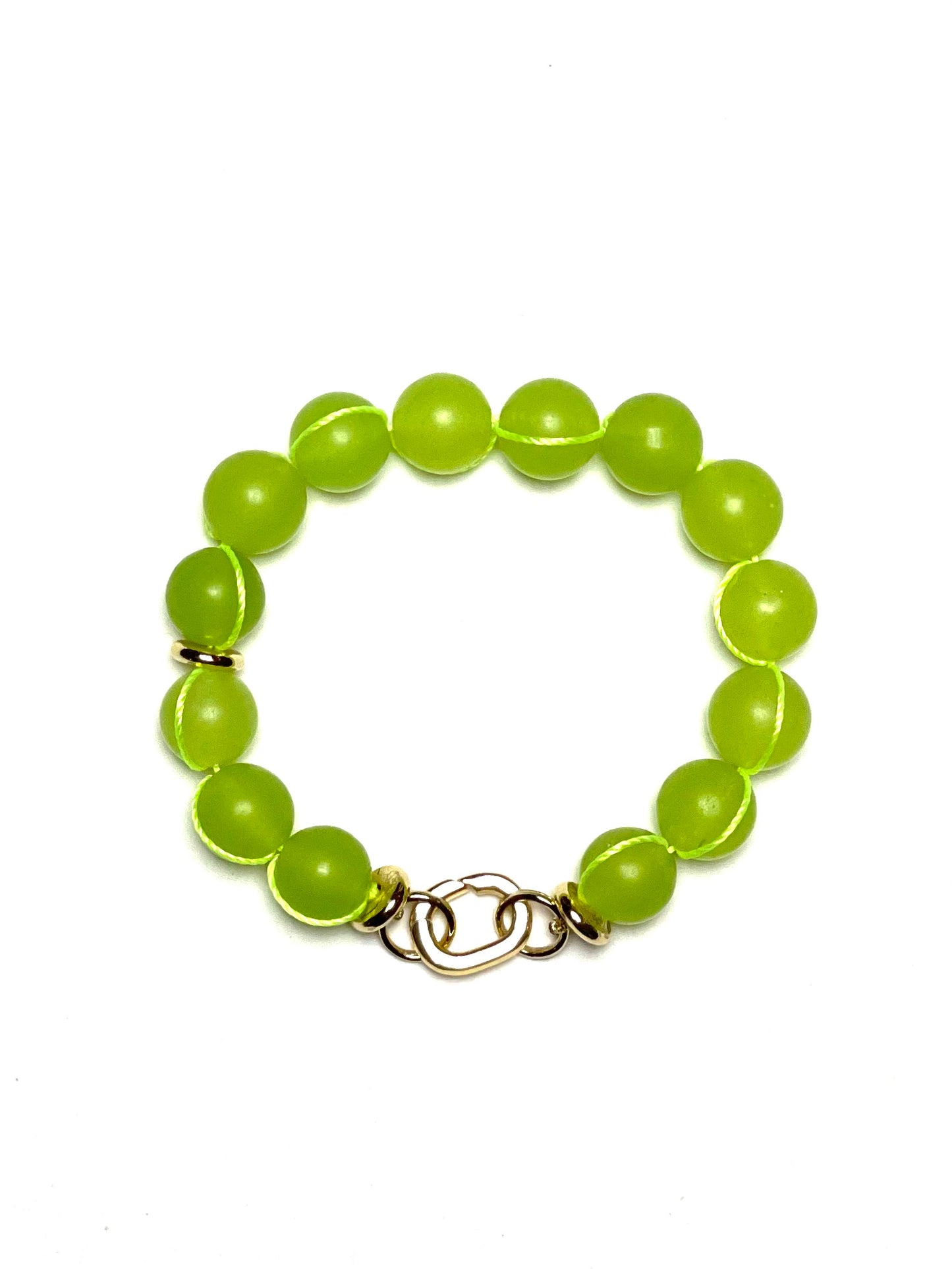 10mm Neon Matte Green Round Chalcedony Signature Wrap Bracelet/Extender