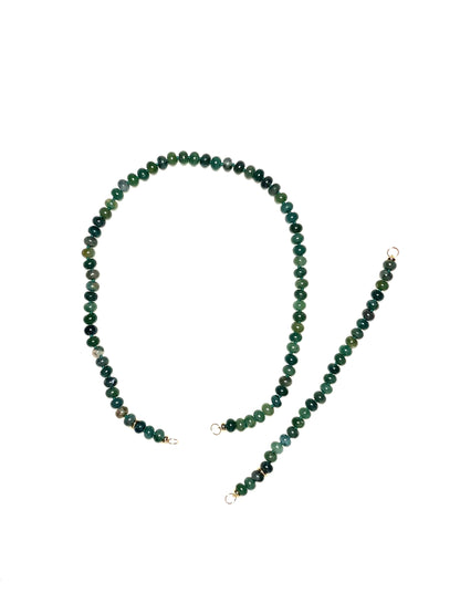 8x5mm Botanical Moss Agate Rondelle Necklace