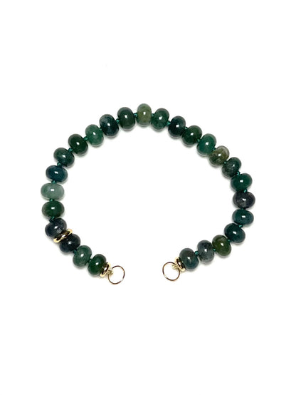 8x5mm Botanical Moss Agate Rondelle Bracelet/Extender