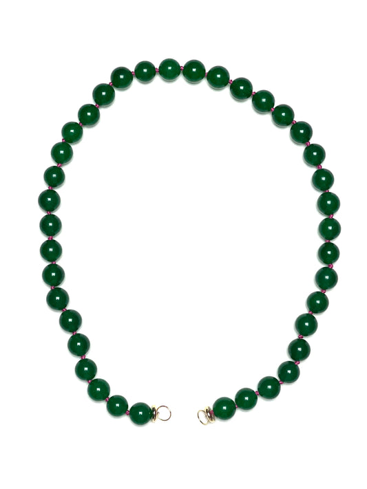 10mm Round Emerald Green Jade Necklace