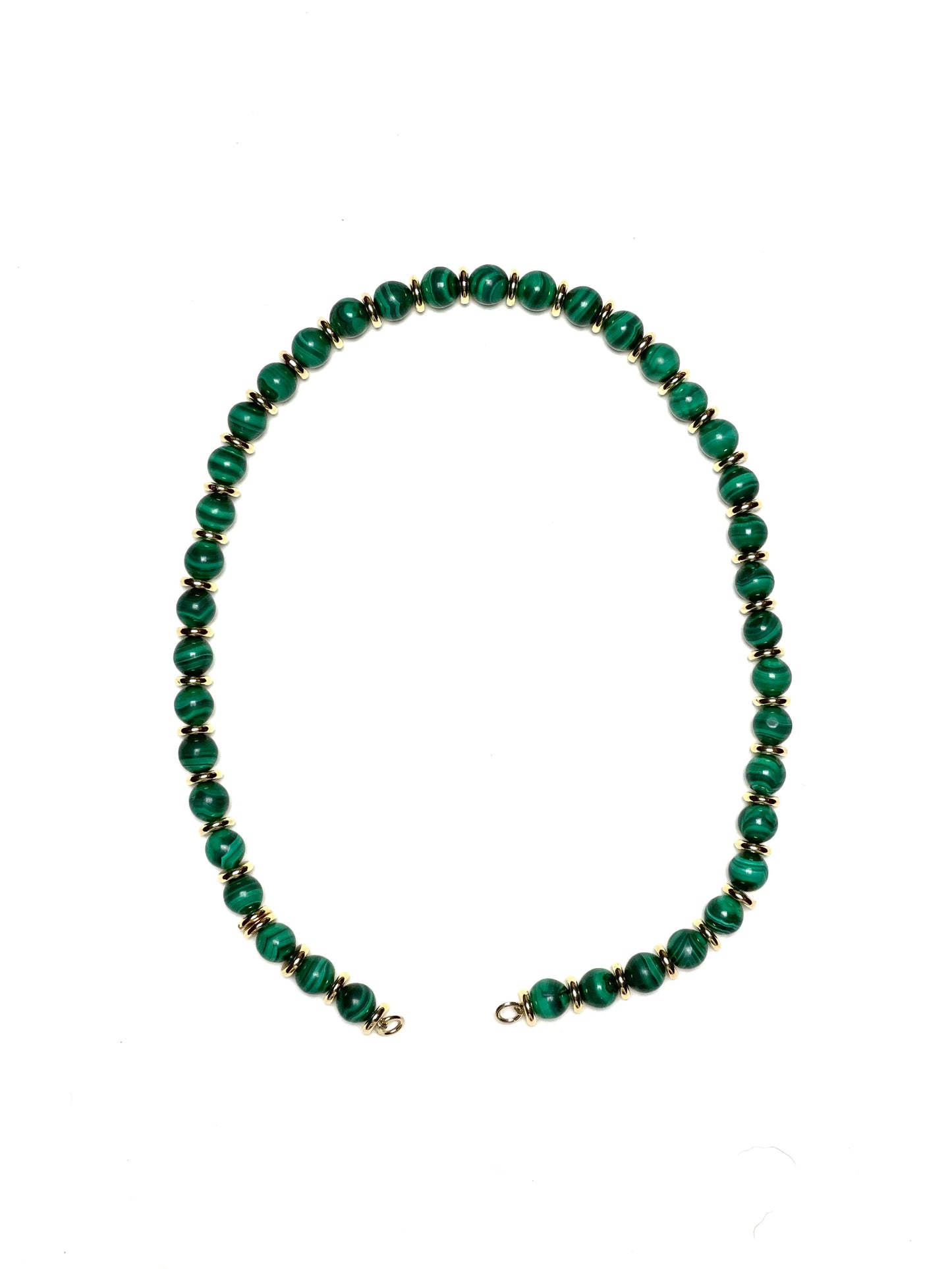 8mm Malachite With Alternating Gold Filled Disk Spacer Necklace