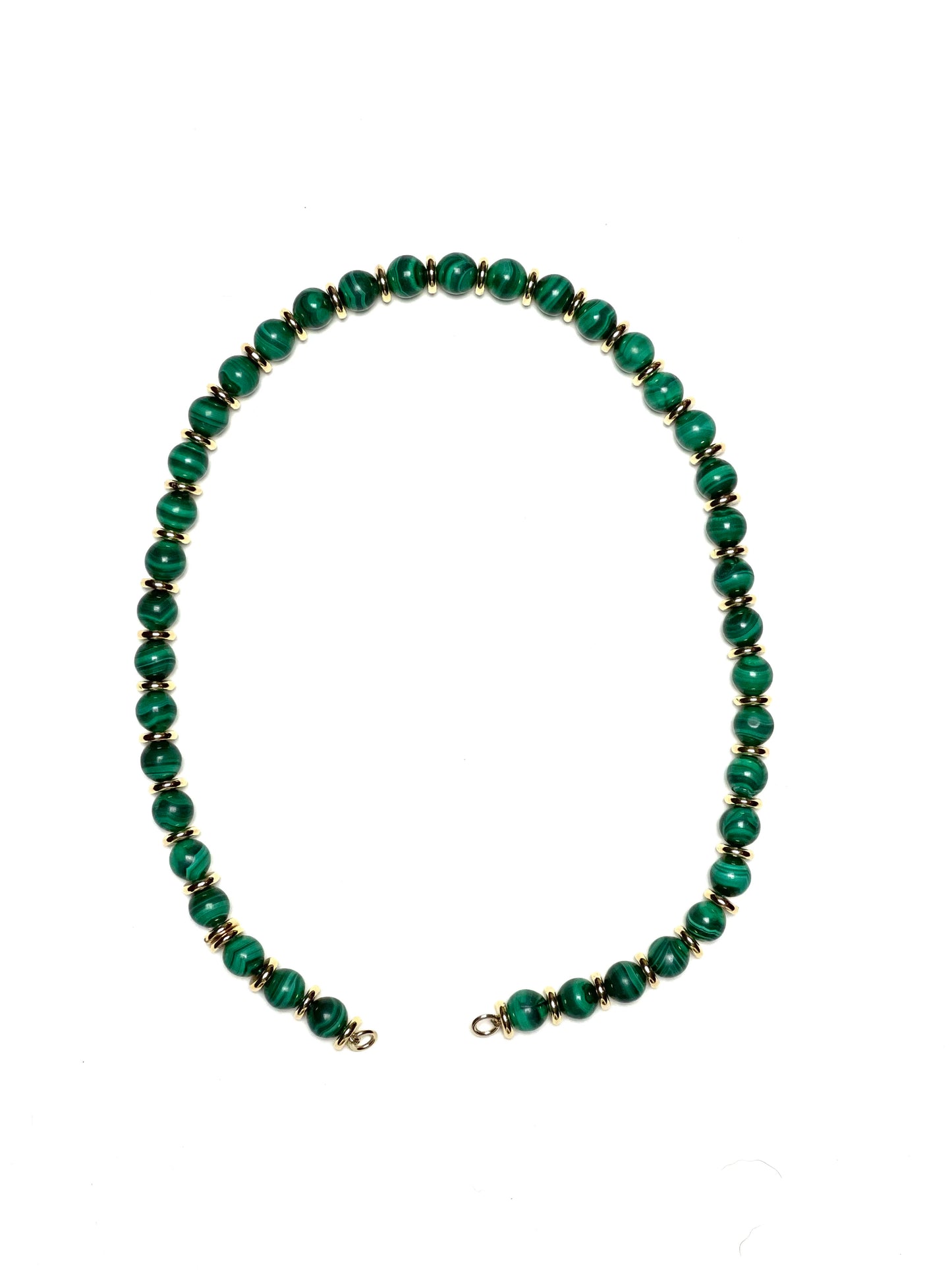 8mm Malachite and Alternating Gold Spacers Necklace