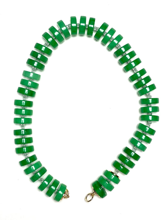 15x5 Green Aventurine and Clear Zircon Statement Necklace