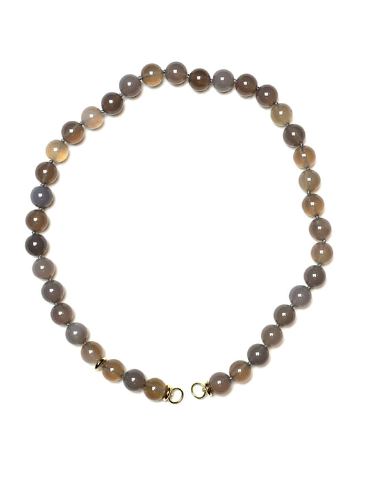 10mm Transparent Grey Round Agate necklace