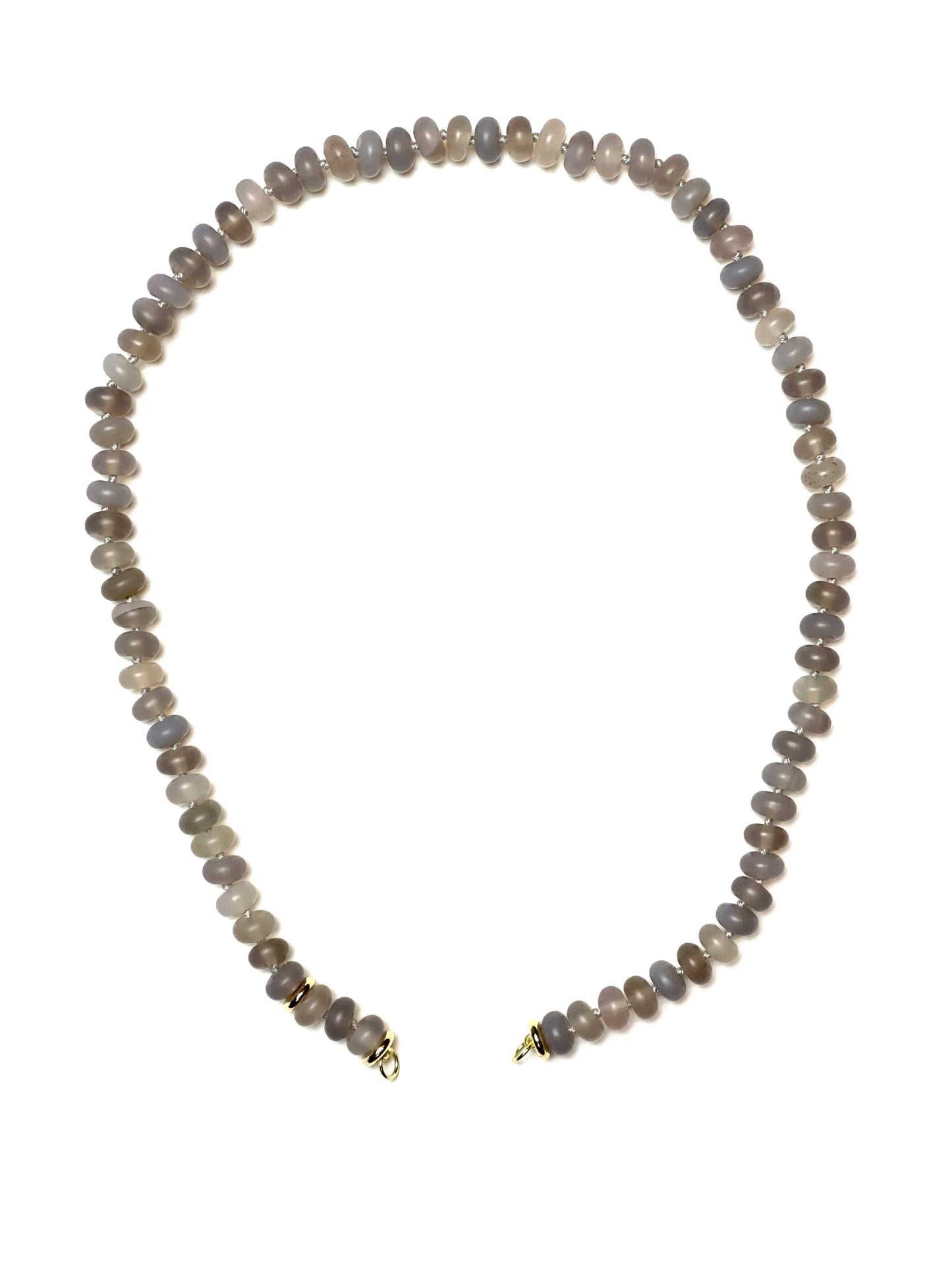 8x5 Matte Grey Agate Rondelle Necklace