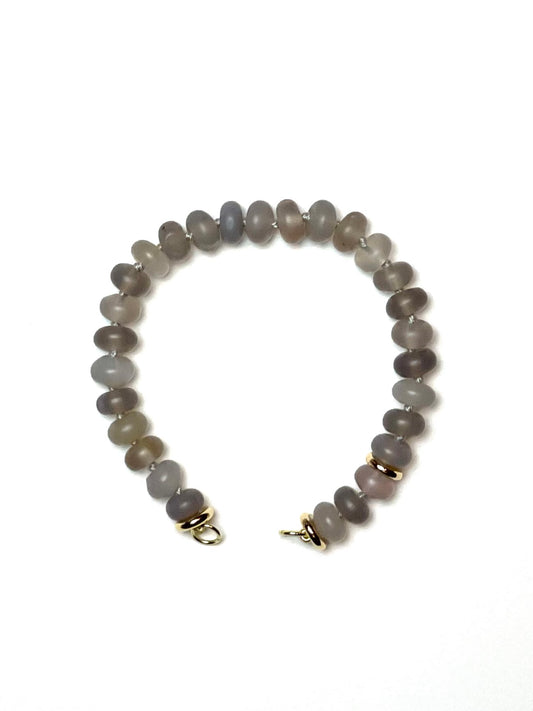 8x5 Matte Grey Agate Rondelle Bracelet/Extender