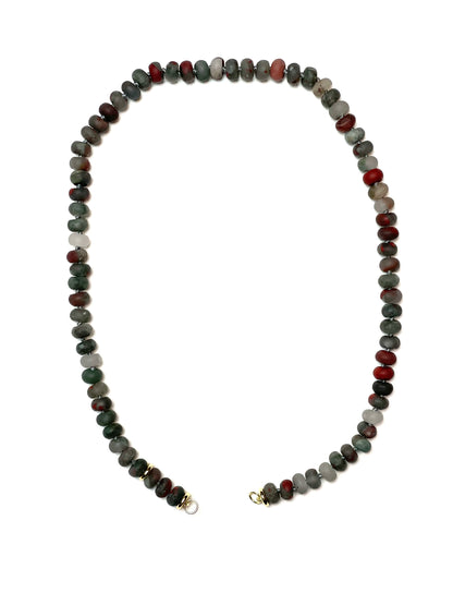 8x5mm Matte Blood Stone Rondelle Necklace