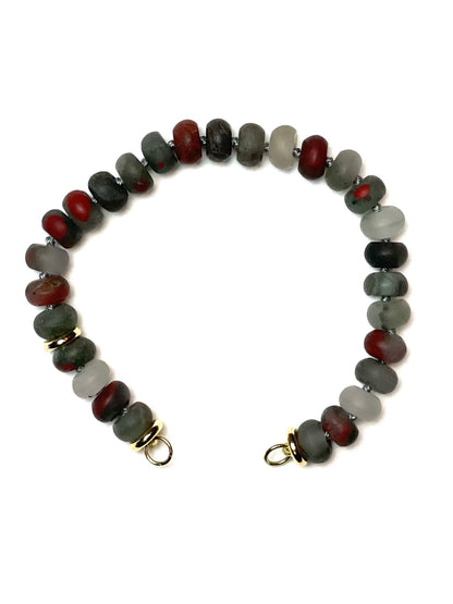 8x5mm Matte Blood Stone Rondelle Bracelet/Extender