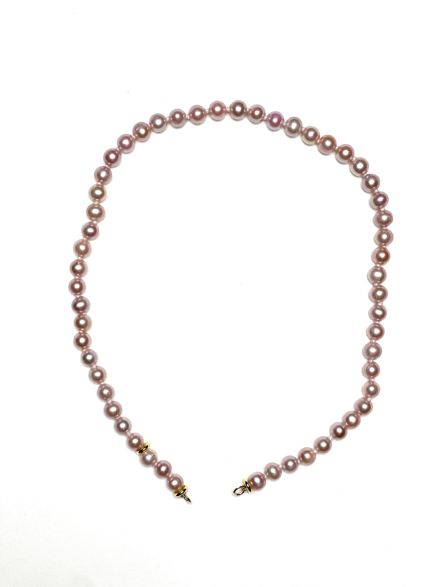 8mm Round Freshwater Mauve Pink Pearls Necklace