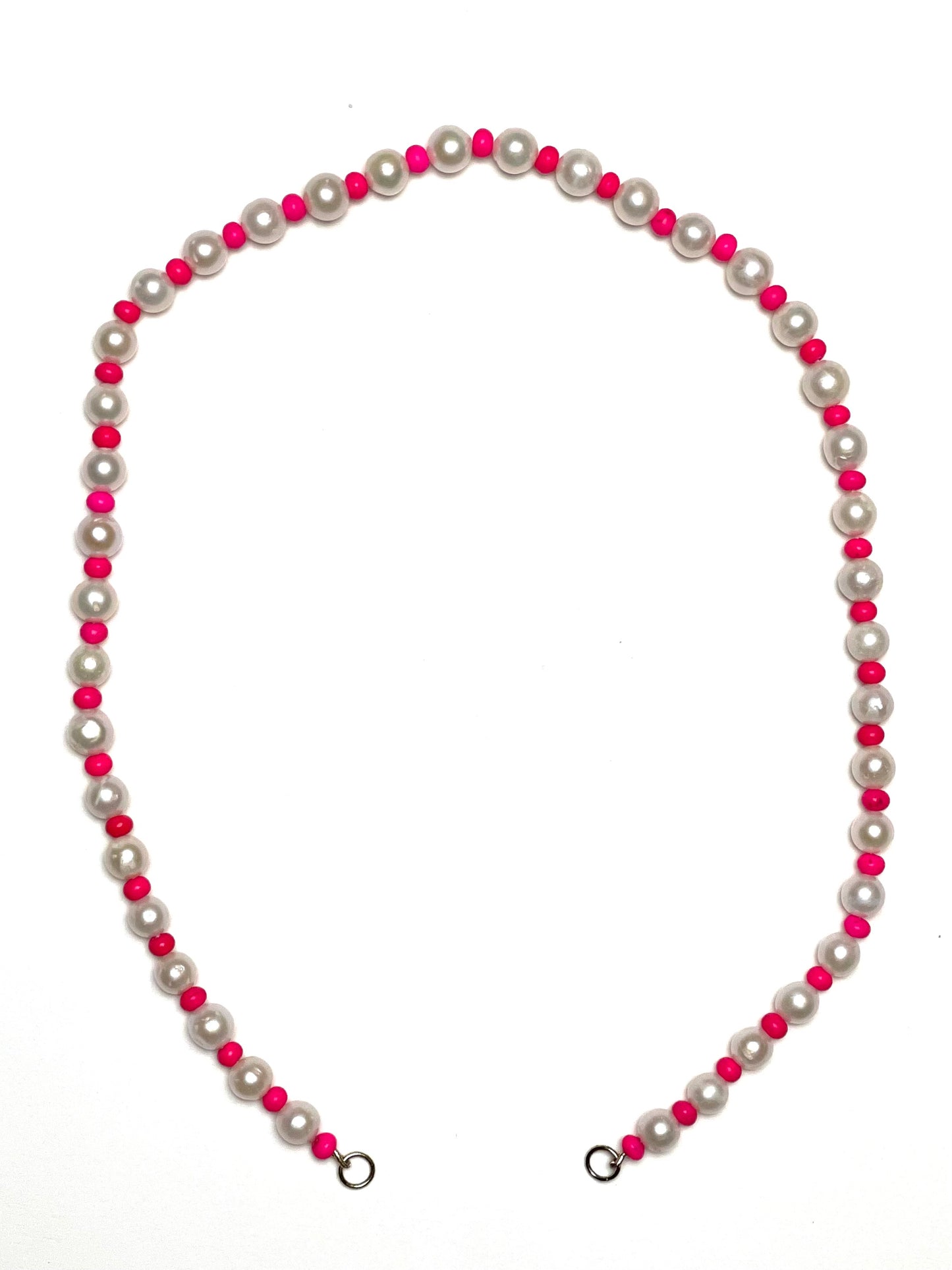 8mm Round Potato Pearl with 6mm Pink Turquoise Necklace