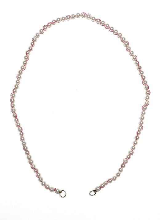 4mm Fresh Water Pearls With Hot Pink Signature Wrap Thread Necklace