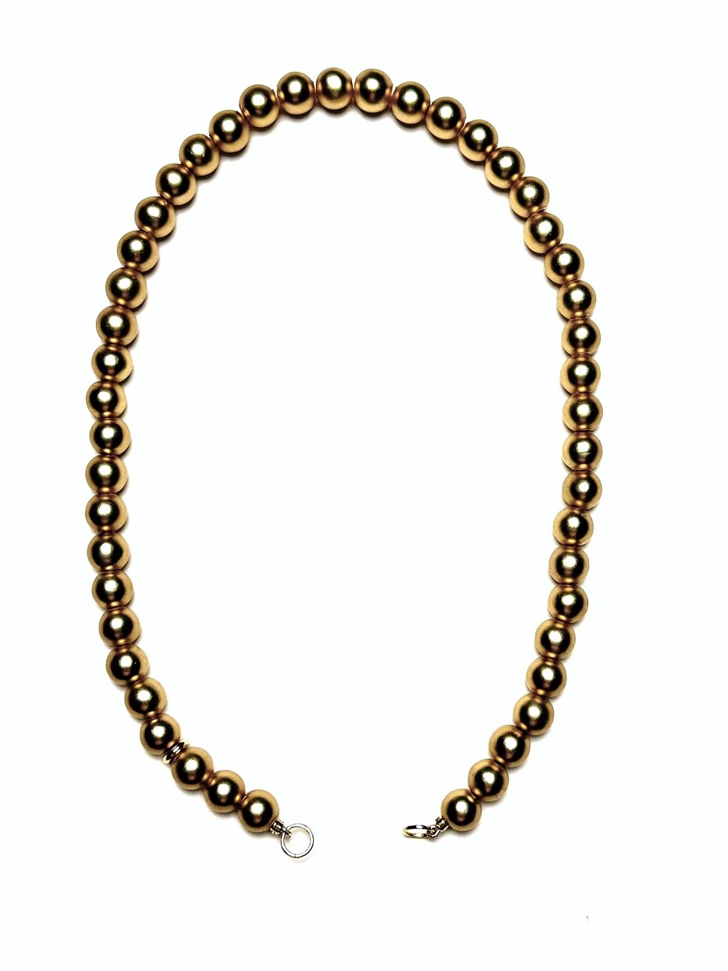 10mm Round Matte Gold Hematite Necklace