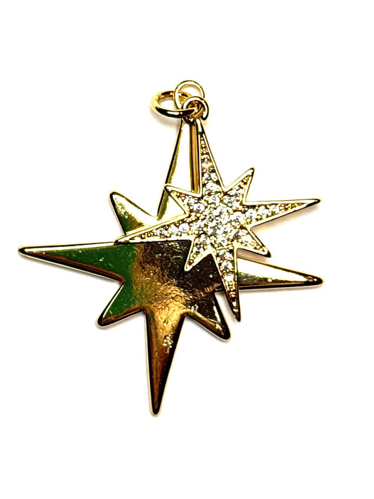 Double Glod Star Charm