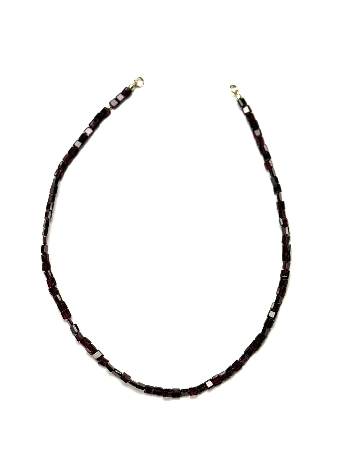 2.5mm Box Faceted Red Garnet Necklace