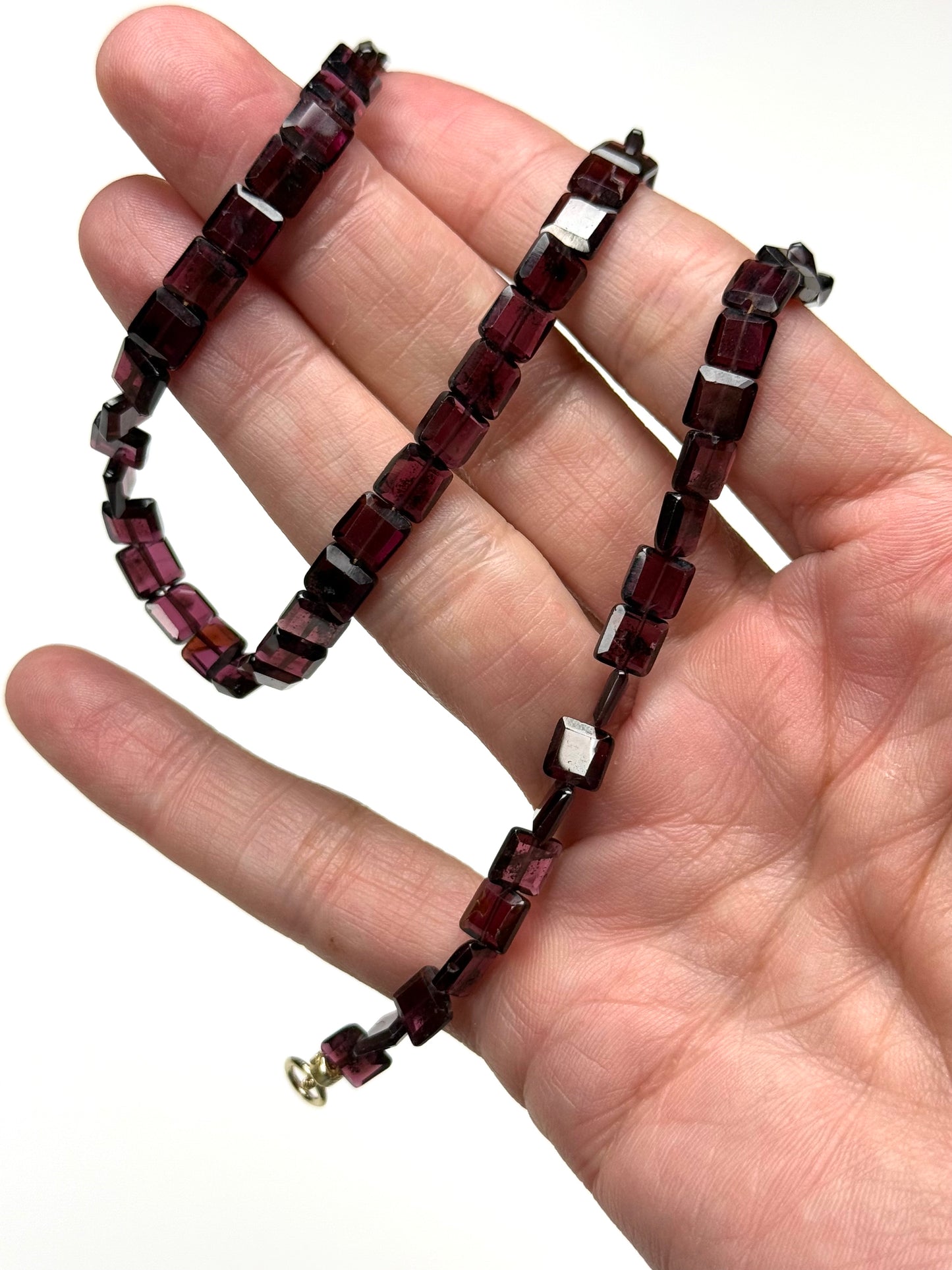 6mmx6mm Box Faceted Red Garnet Necklace