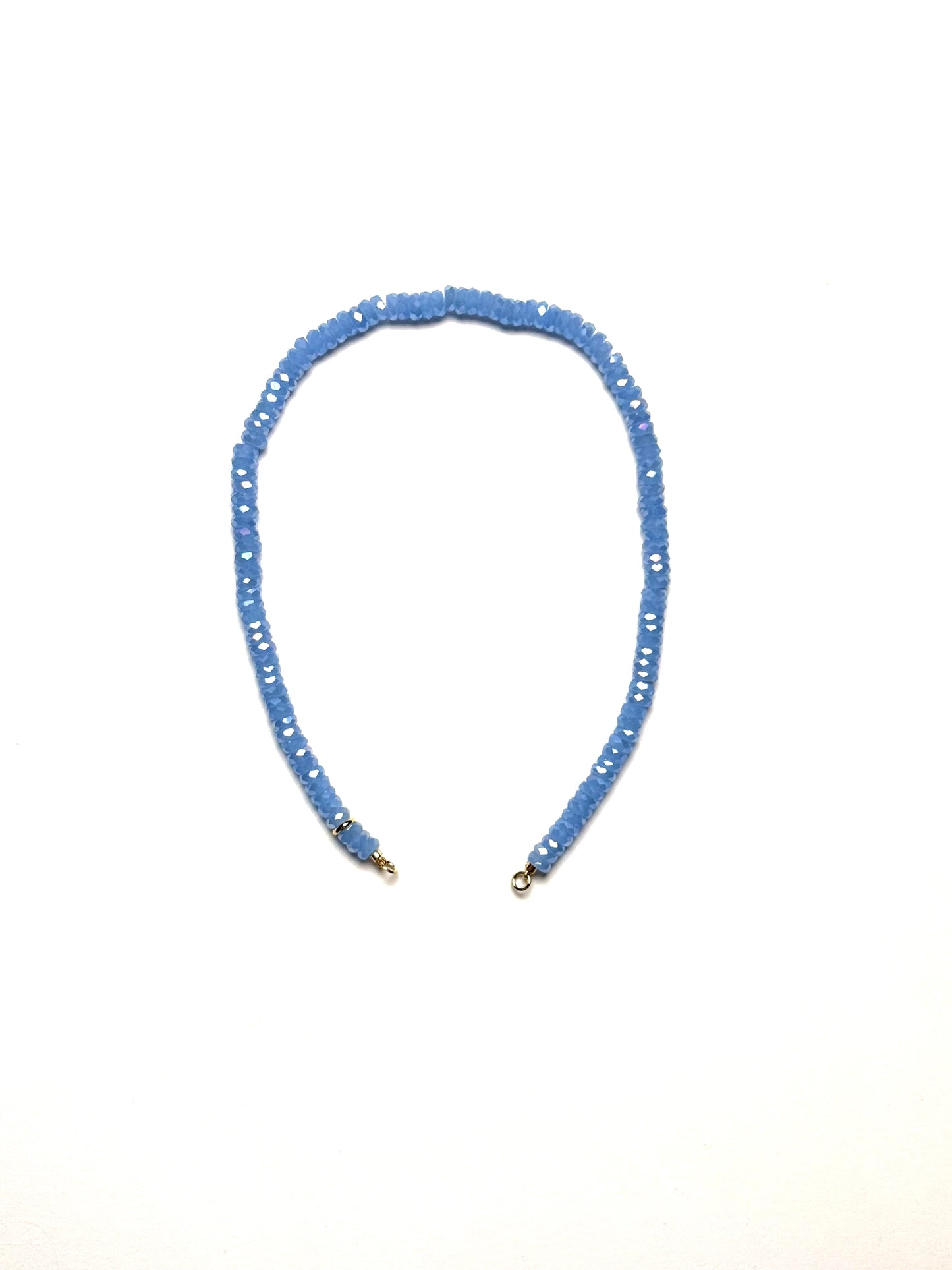 7mm Handcut Faceted Natural Blue Chalcedony Tyre Gemstone Necklace