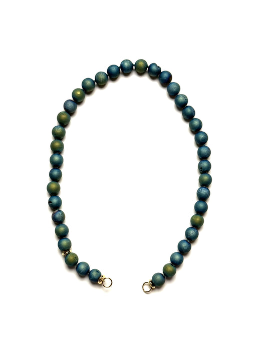 10mm Matte Green Blue Druzy Necklace