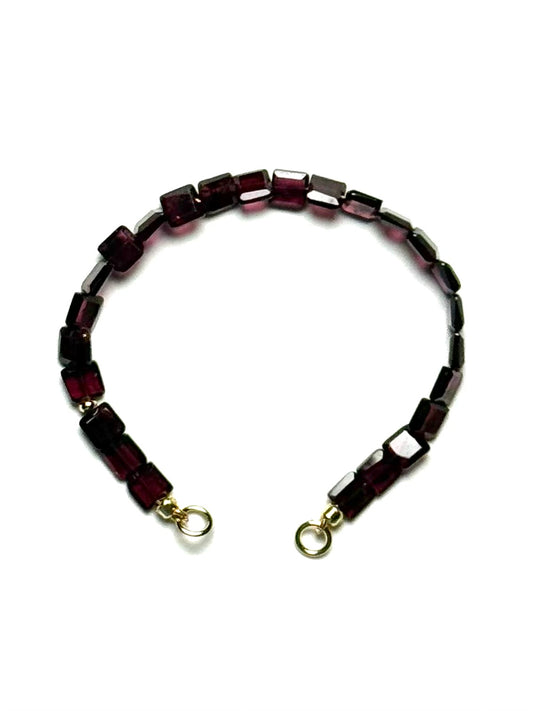 6mmx6mm Box Faceted Red Garnet Bracelet/Extender