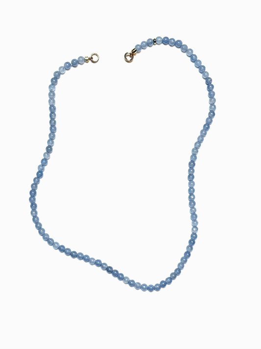 4mm Round Blue Chalcedony Necklace