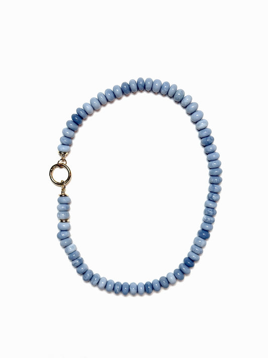 8 - 9mm Natural Light Blue Opal Rondelle Necklace