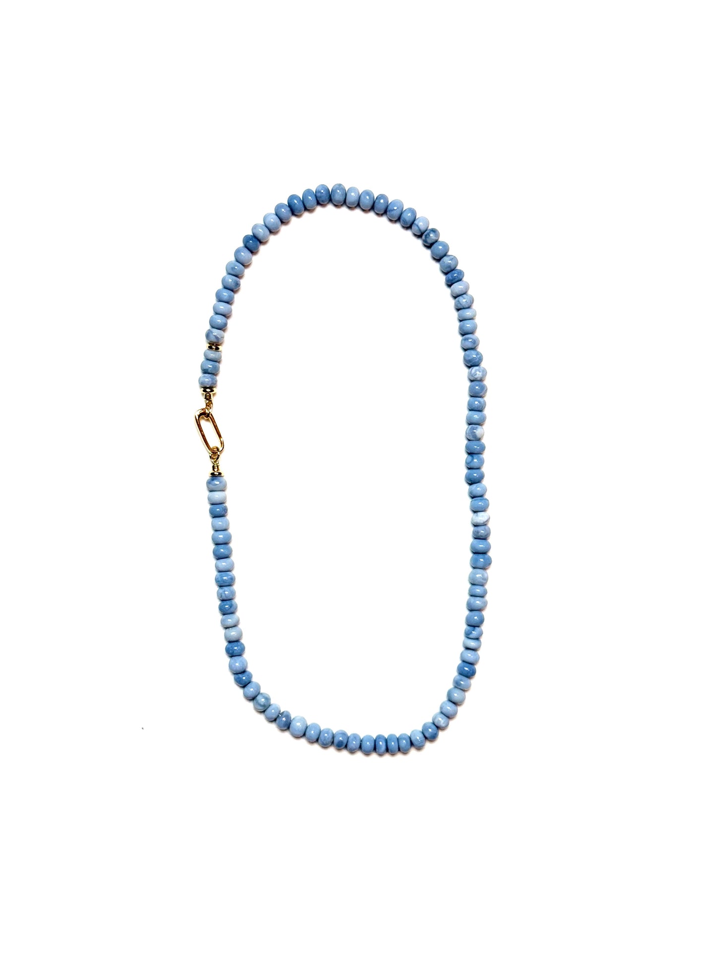 6-7mm Natural Light Blue Opal Rondelle Necklace