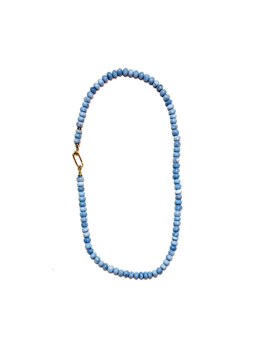 6-7mm Natural Light Blue Opal Rondelle Necklace