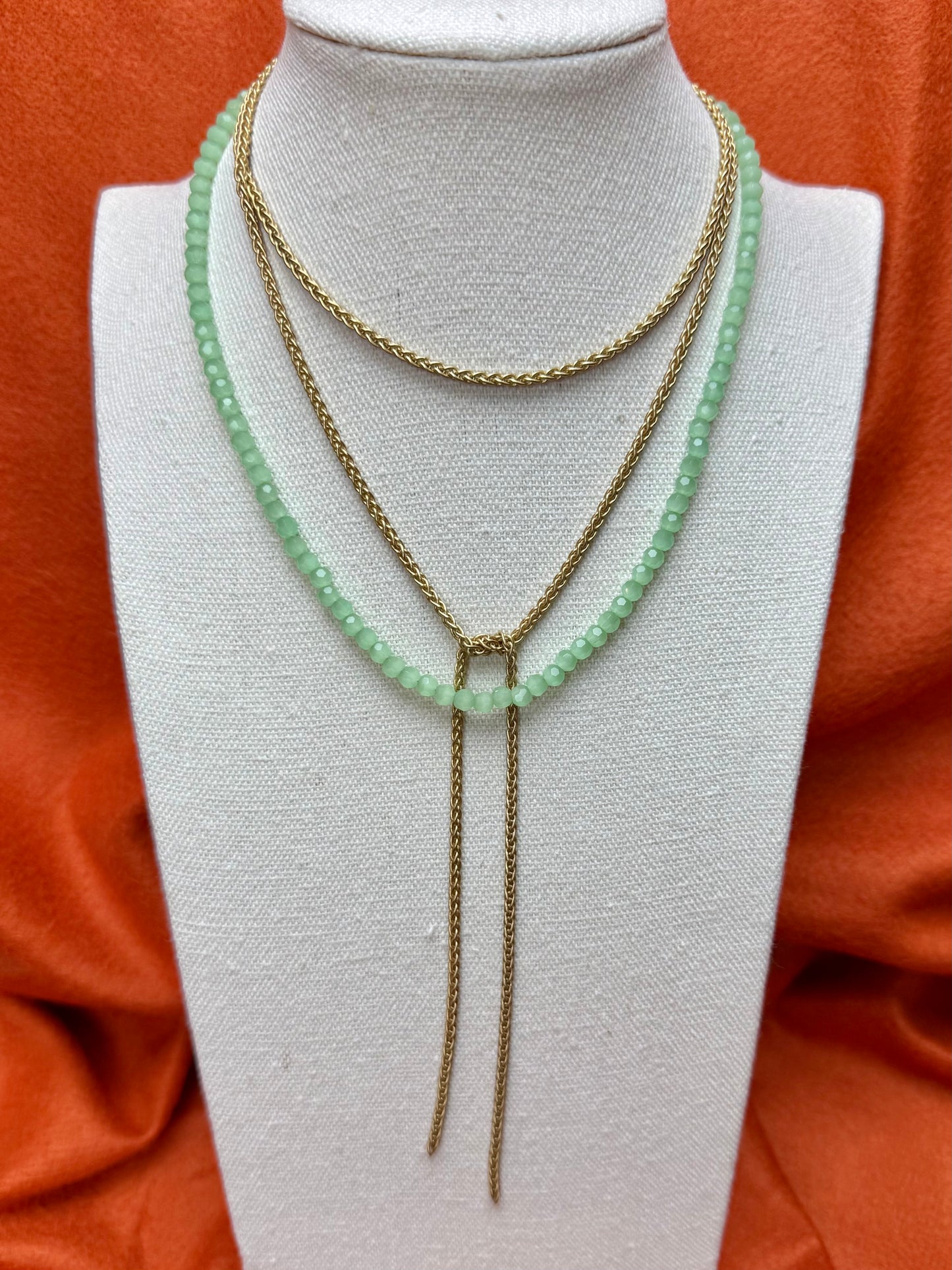 3mm Matte Gold Wheat Chain Lariat