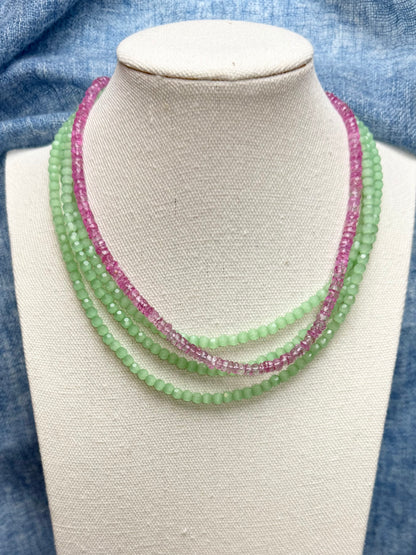 4mm Light Green Faceted Cat's Eye Necklace